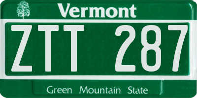 VT license plate ZTT287