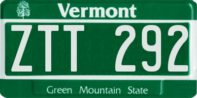 VT license plate ZTT292