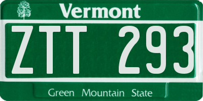 VT license plate ZTT293