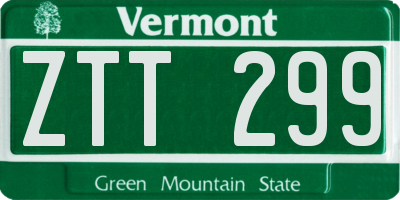 VT license plate ZTT299