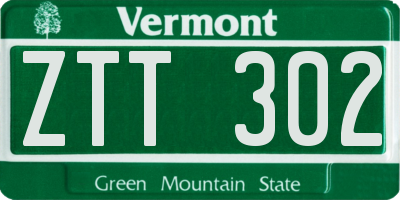 VT license plate ZTT302