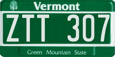 VT license plate ZTT307