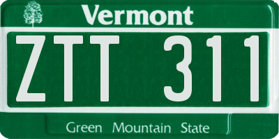 VT license plate ZTT311