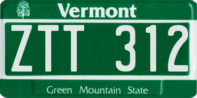 VT license plate ZTT312