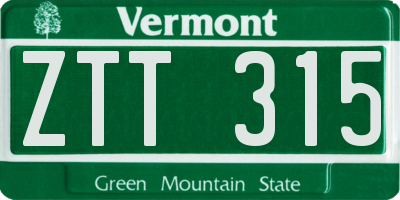 VT license plate ZTT315