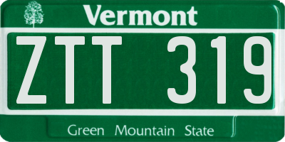 VT license plate ZTT319