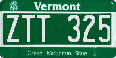 VT license plate ZTT325