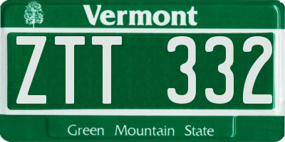 VT license plate ZTT332