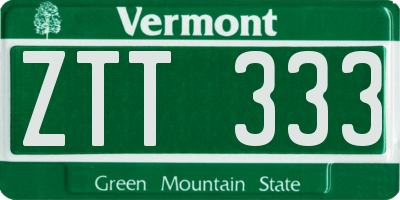 VT license plate ZTT333