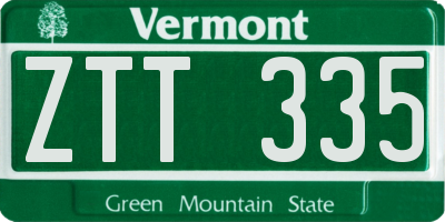 VT license plate ZTT335