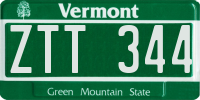 VT license plate ZTT344
