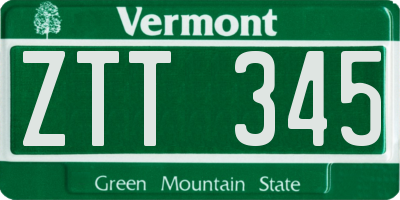VT license plate ZTT345