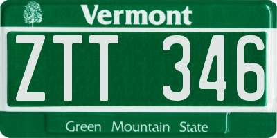 VT license plate ZTT346