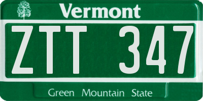 VT license plate ZTT347