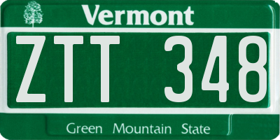 VT license plate ZTT348