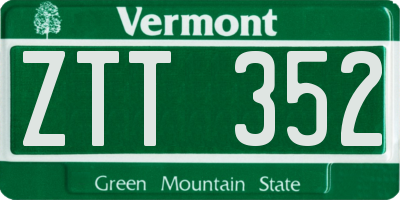 VT license plate ZTT352