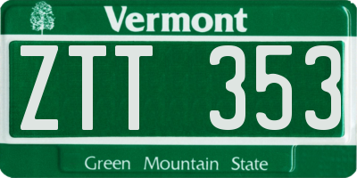 VT license plate ZTT353