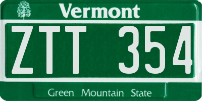 VT license plate ZTT354