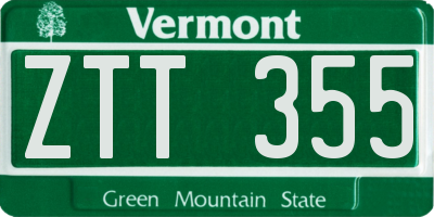 VT license plate ZTT355
