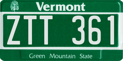 VT license plate ZTT361