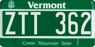 VT license plate ZTT362
