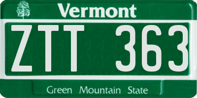 VT license plate ZTT363