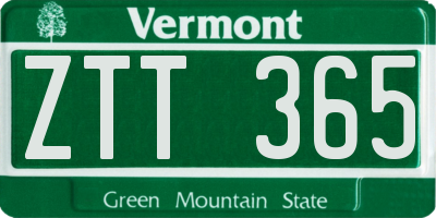 VT license plate ZTT365