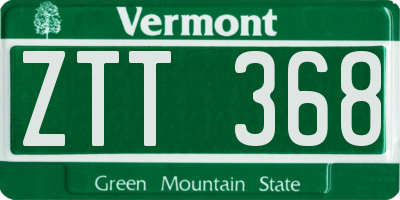 VT license plate ZTT368