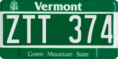 VT license plate ZTT374