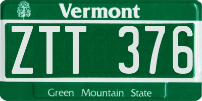 VT license plate ZTT376