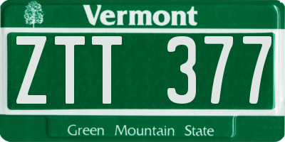 VT license plate ZTT377