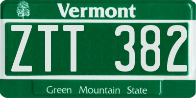 VT license plate ZTT382
