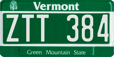 VT license plate ZTT384