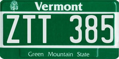 VT license plate ZTT385