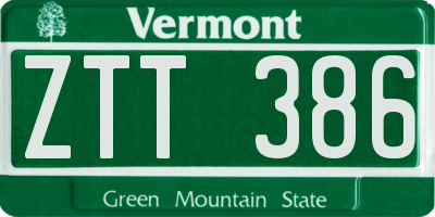 VT license plate ZTT386