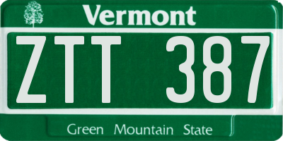 VT license plate ZTT387