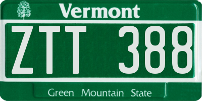 VT license plate ZTT388