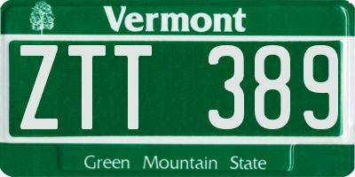 VT license plate ZTT389