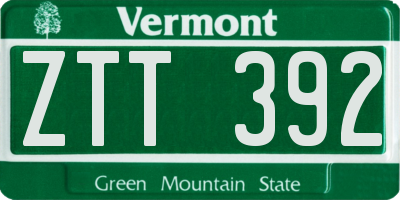 VT license plate ZTT392