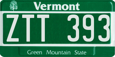 VT license plate ZTT393