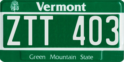 VT license plate ZTT403