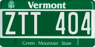 VT license plate ZTT404