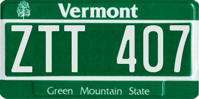 VT license plate ZTT407