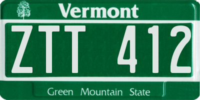 VT license plate ZTT412