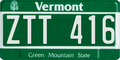 VT license plate ZTT416