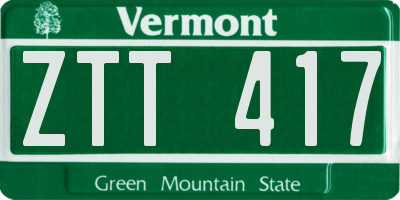 VT license plate ZTT417