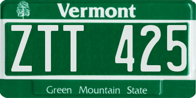 VT license plate ZTT425