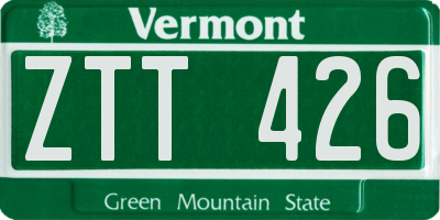 VT license plate ZTT426