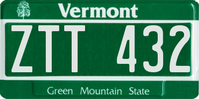 VT license plate ZTT432