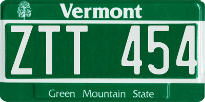 VT license plate ZTT454